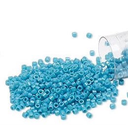 Seed beads, Delica 11/0, duracoat opaque teal, 7,5 gram. DB2133V